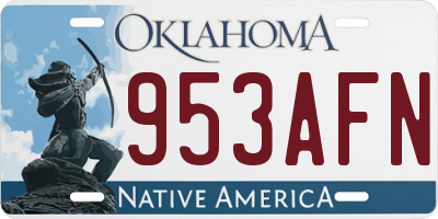 OK license plate 953AFN