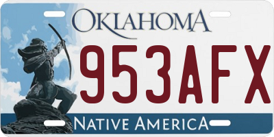 OK license plate 953AFX