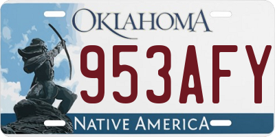 OK license plate 953AFY