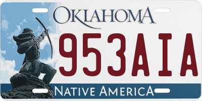 OK license plate 953AIA