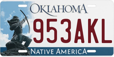 OK license plate 953AKL