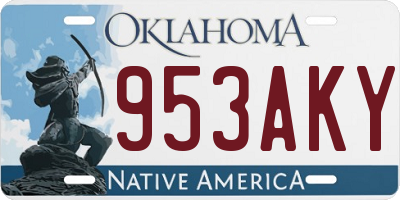 OK license plate 953AKY