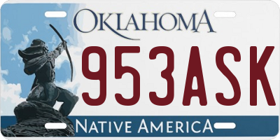OK license plate 953ASK