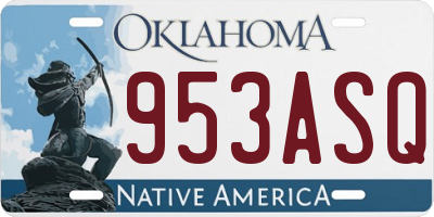 OK license plate 953ASQ