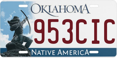 OK license plate 953CIC