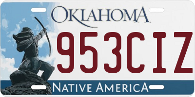 OK license plate 953CIZ