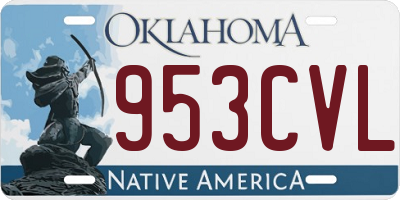 OK license plate 953CVL