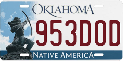 OK license plate 953DOD