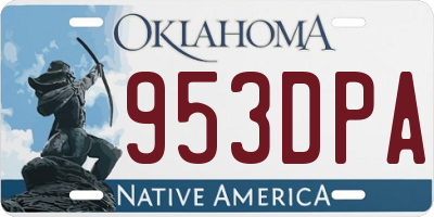 OK license plate 953DPA