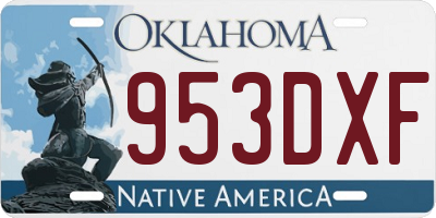 OK license plate 953DXF