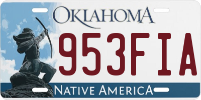 OK license plate 953FIA