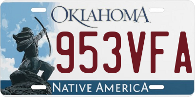 OK license plate 953VFA