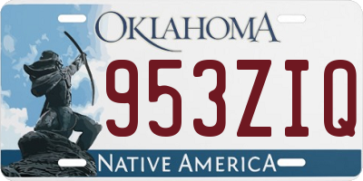 OK license plate 953ZIQ