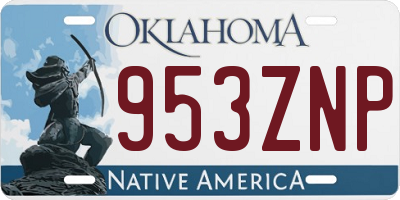 OK license plate 953ZNP
