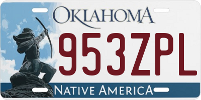 OK license plate 953ZPL