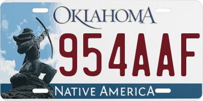 OK license plate 954AAF