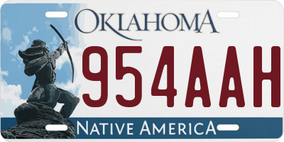 OK license plate 954AAH