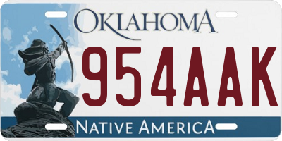 OK license plate 954AAK