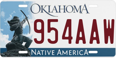 OK license plate 954AAW