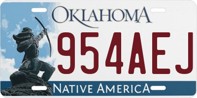 OK license plate 954AEJ