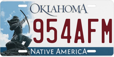OK license plate 954AFM