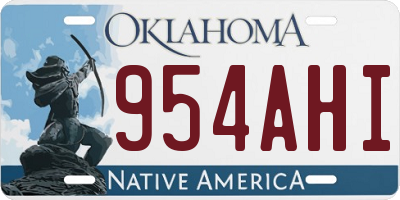 OK license plate 954AHI