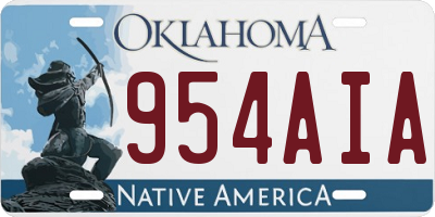 OK license plate 954AIA