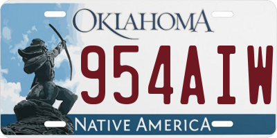 OK license plate 954AIW