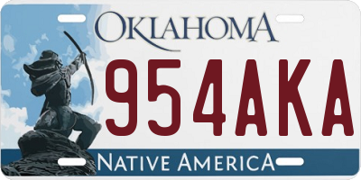 OK license plate 954AKA