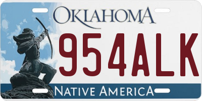 OK license plate 954ALK