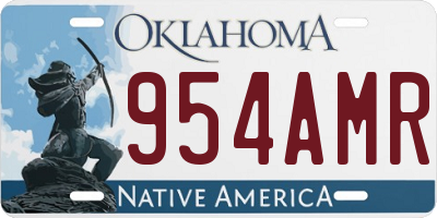 OK license plate 954AMR