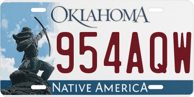OK license plate 954AQW