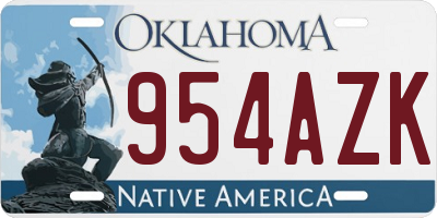 OK license plate 954AZK