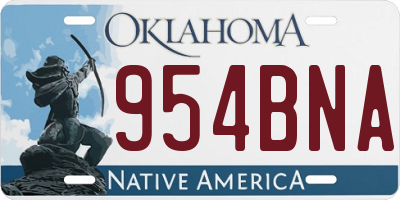 OK license plate 954BNA