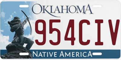 OK license plate 954CIV