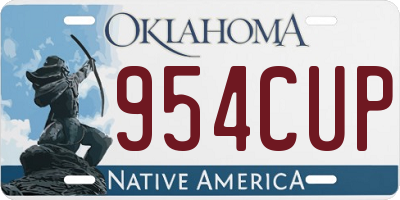 OK license plate 954CUP