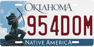 OK license plate 954DOM