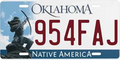 OK license plate 954FAJ