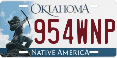 OK license plate 954WNP