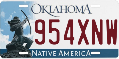 OK license plate 954XNW