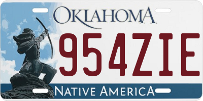 OK license plate 954ZIE