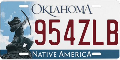 OK license plate 954ZLB