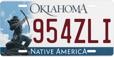 OK license plate 954ZLI