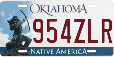 OK license plate 954ZLR