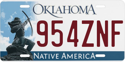 OK license plate 954ZNF