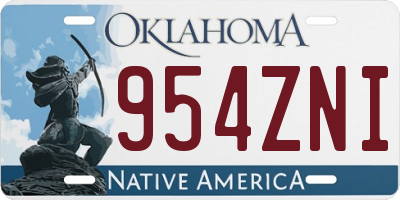 OK license plate 954ZNI