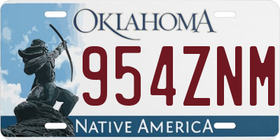 OK license plate 954ZNM