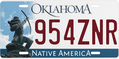 OK license plate 954ZNR