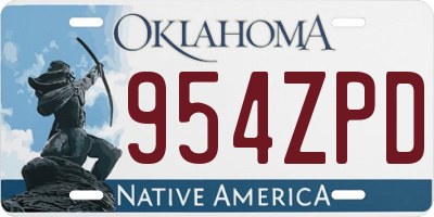 OK license plate 954ZPD