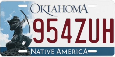 OK license plate 954ZUH